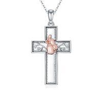 wholesale 925 Sterling Silver Musical Cross Pendant Necklace with Violinist Design for Women Gifts-03-Cello