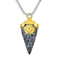 TOUPOP 925 Sterling Silver 14k Gold Plated Arrow Head Pendant Necklace Amulet Talisman Protection Gift-undefined