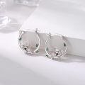 wholesale 925 Sterling Silver Koala Bear Green Stone Huggie Hoop Earrings for Women-0-4