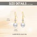 wholesale 14K Gold 10mm Freshwater Pearl Drop Earrings with Cubic Zirconia Accents for Women-0-2