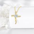 wholesale 18K Gold Plated S925 Sterling Silver Cross Pendant Necklace with Moissanite & Zircon-0-1
