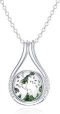wholesale Sterling Silver Earth Necklace with World Map Pendant Travel Jewelry Gift for Women-0-0