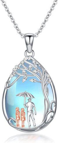 wholesale 925 Sterling Silver Tree of Life Family Pendant Necklaces for Women Men Girls Boys Kids  Ideas-Dad & 2 Daughter-Umbrella-Tree of Life