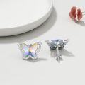 wholesale 925 Sterling Silver AB Color Austrian Crystal Butterfly Stud Earrings for Women and Girls Gifts-0-1