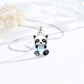 wholesale 925 Sterling Silver Panda Heart Blue Stone Pendant Necklace-0-2