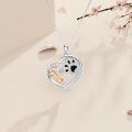 wholesale 925 Sterling Silver Dog Bone Paw Print Heart Pendant Necklace for Women-0-4