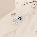 wholesale 925 Sterling Silver Dog Bone Paw Print Heart Pendant Necklace for Women-0-4