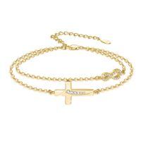 wholesale Rose Gold 925 Sterling Silver Cross & Infinity Charm Bracelet - Faith  for Women and Moms-02-Gold