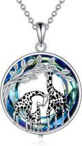 wholesale 925 Sterling Silver Crystal Giraffe Family Necklace Pendant Cute Animal  for Ladies Mother-0-0