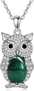 wholesale  Sterling Silver Lapis Turquoise Malachite Larimar Opal Owl Necklace Gift -0-15