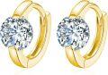 wholesale  10K Yellow Gold Moissanite Hoop Earrings, 14mm 2CT D Color Flawless, Hypoallergenic-0-0