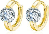 wholesale  10K Yellow Gold Moissanite Hoop Earrings, 14mm 2CT D Color Flawless, Hypoallergenic-10K