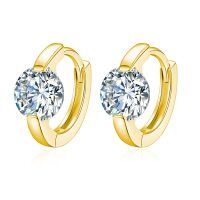wholesale  10K Yellow Gold Moissanite Hoop Earrings, 14mm 2CT D Color Flawless, Hypoallergenic-10K