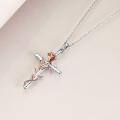wholesale 925 Sterling Silver Rose Cross Pendant Necklace for Women-0-3