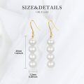 wholesale 14K Gold 3-Pearl Drop Earrings for Women - Elegant  Set-0-2