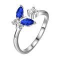 wholesale 925 Sterling Silver Marquise Blue Sapphire Crystal Engagement Ring-0-0