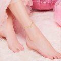 wholesale 14K Gold Double Chain Moon & Star Charm Ankle Anklet for Women - Adjustable Size-0-1