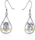 wholesale TOUPOP Owl Earrings For Women 925 Sterling Silver Owl Dangle Drop Earring Owl Hook Earrings Owl Jewelry Gifts For Owl Lovers Birthday -0-0