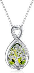 wholesale TOUPOP Valentines Day Gifts Birthstone Necklace For Women Tree Of Life Necklace Teardrop Necklace S925 Sterling Silver Infinity Love Birthday Gifts For Mom Women Girls, 18"+2" Inches -0-0