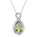 TOUPOP Sterling Silver Birthstone Tree Of Life Teardrop Infinity Necklace-0-0