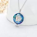 wholesale 925 Sterling Silver Blue Crystal Mermaid Pendant Necklace Sisters' s for Women-0-3