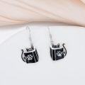 wholesale 925 Sterling Silver Black Cat Paw Print Book Shape Drop Earrings Gift for Women and Teacher-0-1