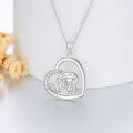 wholesale 925 Sterling Silver Mother and Child Heart Pendant Necklace with Cubic Zirconia for Women-0-2