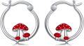 wholesale 925 Sterling Silver Red Mushroom Huggie Hoop Earrings for Women Girls Gifts-0-0