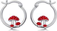 wholesale 925 Sterling Silver Red Mushroom Huggie Hoop Earrings for Women Girls Gifts-Mushroom
