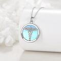 wholesale 925 Sterling Silver Moonstone Caduceus Asclepius Health Wealth Charm Pendant Necklace-0-2