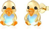 wholesale 925 Sterling Silver Moonstone Duck Stud Earrings for Women - Hypoallergenic -Duck