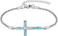wholesale 925 Sterling Silver Hammered Sideways Cross Charm Chain Bracelet s for Women and Girls-0-0