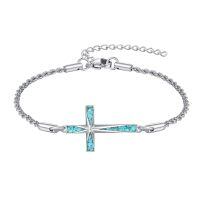 wholesale 925 Sterling Silver Cross Bracelet With Turquoise-Turquoise Cross Bracelet
