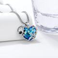wholesale 925 Sterling Silver Blue Crystal Heart Pendant Necklaces for Women Gothic -0-5