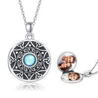wholesale Oxidized Silver Plated Copper Moonstone Celtic Knot Photo Locket Pendant Necklace-Celtic Knot Locket Necklace