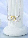 wholesale 925 Sterling Silver Infinity Heart Pendant with Yellow Gold Plated Accents and White Cubic Zirconia Stones Necklaces for Women-0-3
