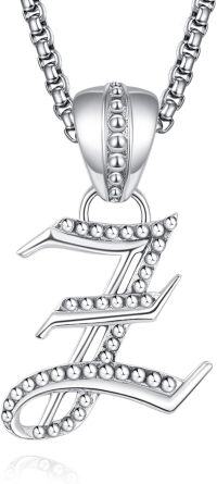 wholesale Sterling Silver Letter Pendant Necklace for Men Women-Letter-Z