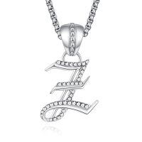 wholesale 925 Sterling Silver Letter C Initial Pendant Necklace Platinum Plated Beaded Box Chain-Letter-Z