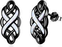 wholesale 925 Sterling Silver Celtic Knot Opal Stud Earrings for Women - Good Luck Irish Jewelry-Black
