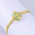 wholesale 14K Gold Plated Sterling Silver Jade Bracelet for Women Lotus Sunflower Tree of Life Hummingbird Dragonfly Bee Butterfly Cat Birthday Mothers Day Gifts for Mom Grandma-0-4