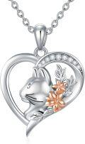 wholesale 925 Sterling Silver Rabbit Heart Flower Pendant Necklace - Cute  for Women-0-0