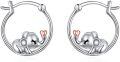 wholesale 925 Sterling Silver Hypoallergenic Elephant Heart Hoop Earrings for Women Girls Minimalist Animal  43mm Diameter-0-0
