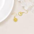 wholesale 925 Sterling Silver Sunflower Drop Dangle Earrings for Women Girls  4cm Long-0-3