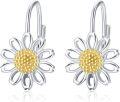wholesale 925 Sterling Silver Daisy Flower Earrings with White Stone for Women, Secret Love Huggie Dangle Earrings, Gift for Mom Valentine's Day-0-0