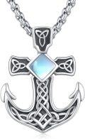 wholesale  Sterling Silver Moonstone Opal Turquoise Malachite Celtic Knot Anchor Necklace -0-12