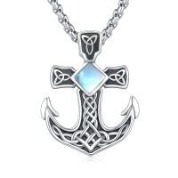 wholesale 925 Sterling Silver Cross Pendant with Opal and Turquoise Stone Necklace -A2-Moonstone