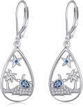 wholesale 925 Sterling Silver Turtle Palm Tree Starfish Dangle Earrings Ocean Beach Jewelry-0-0