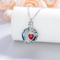wholesale 925 Sterling Silver Pendant Necklace Platinum Plated Tree Of Life Red Heart Crystal-0-5