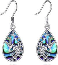 wholesale 925 Sterling Silver Abalone Dragonfly Hummingbird Dangle Earrings-Hummingbird