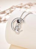 wholesale 925 Sterling Silver Love on the Moon Family Pendant Necklace for Mom and Daughter Gifts-0-2